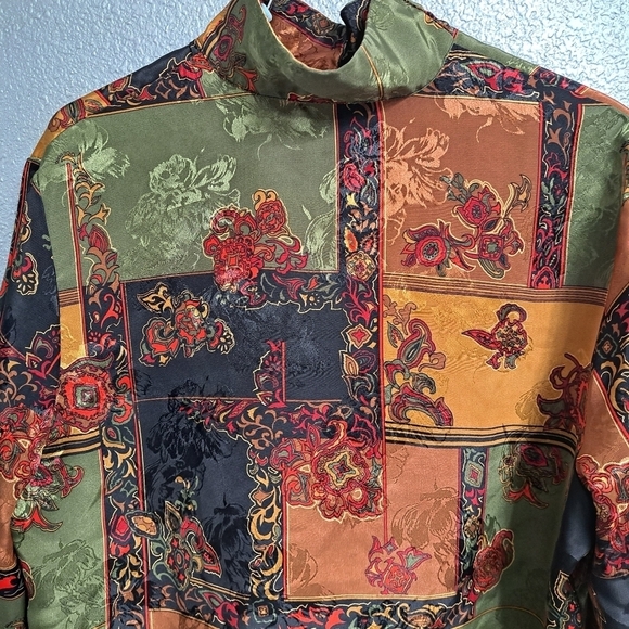 Vintage Marie Michael's Blouse With An Asian Influence Size 14 - Picture 10 of 11